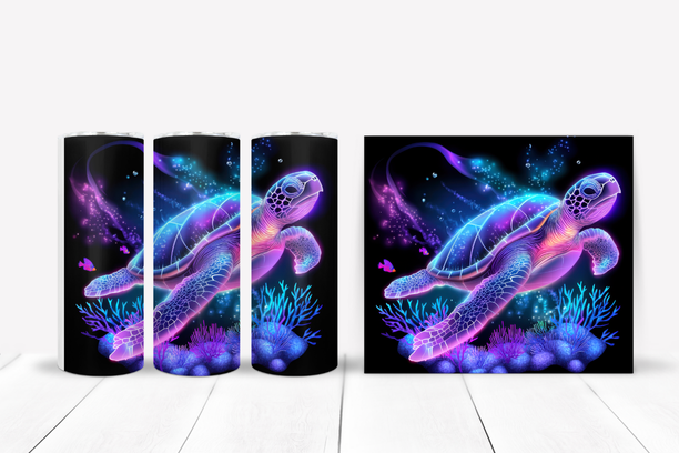 Neon Sea Turtle Tumbler