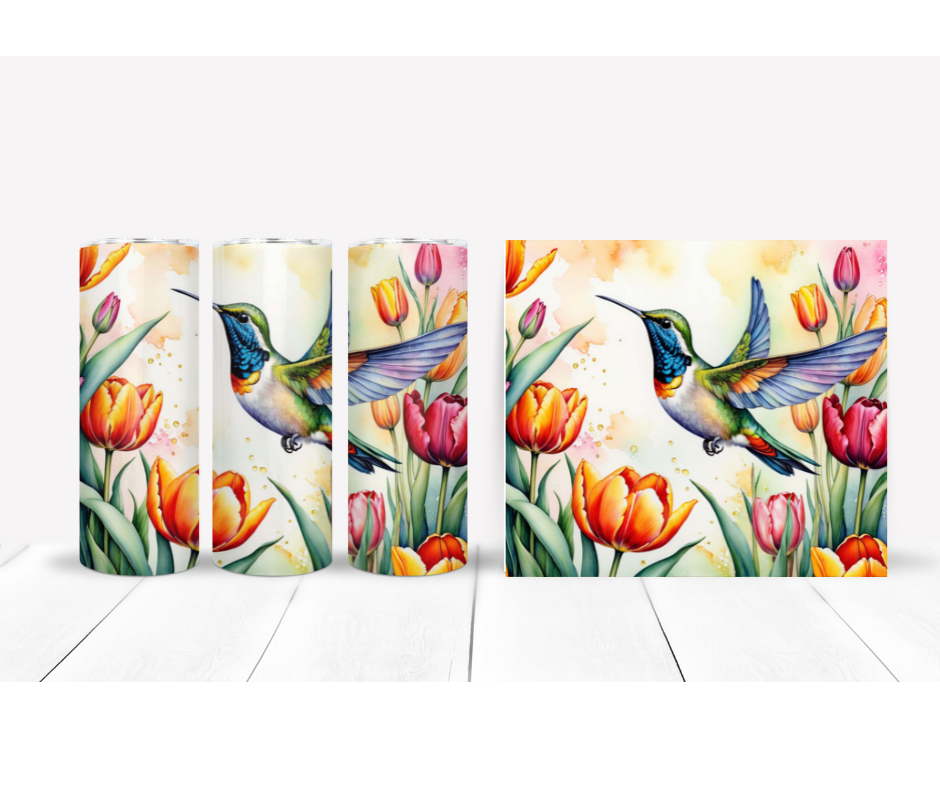 Hummingbird w/ Tulips